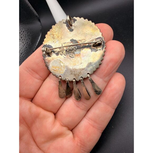 Vintage Sterling Silver Dangle Pendant - Raw Lapis and Turquoise - Picture 5 of 7